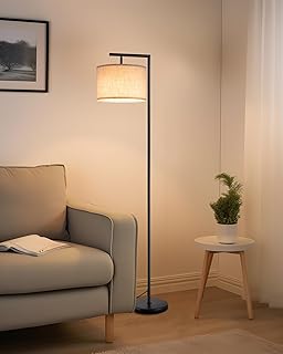 EDISHINE Stehlampe Wohnzimmer 160cm, Bogenlampe Modern mit Beigen Verstellem Leinen-Lampenschirm,…